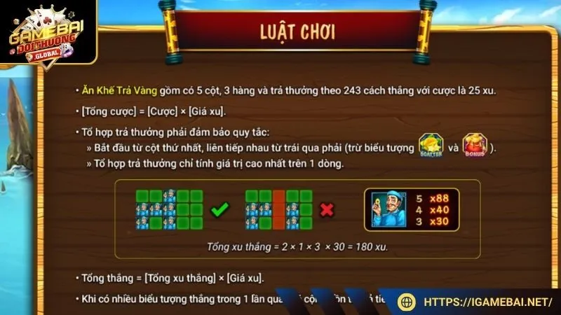Luật chơi cơ bản của Ăn Khế Trả Vàng từ igamebai.net